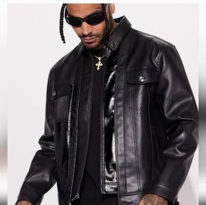 Men's double zipper pleather vest (S)